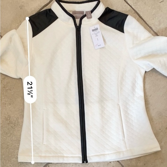 Chico’s - NWT -Ivory - Full zip up shirt - quilted faux leather Chicos size 1 - - Picture 10 of 13